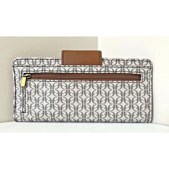 New Fossil Madison Slim Clutch Wallet Taupe / Tan Multi - Picture 4 of 4